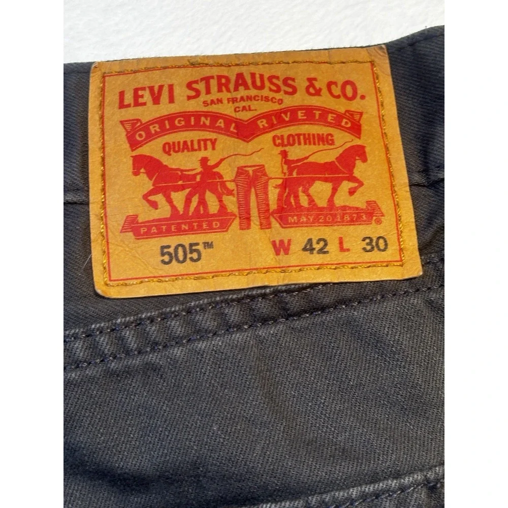 Levi's 505 White Tab Jeans Men's 42x29 Black Straight Rare Zip‎ Classic Fit